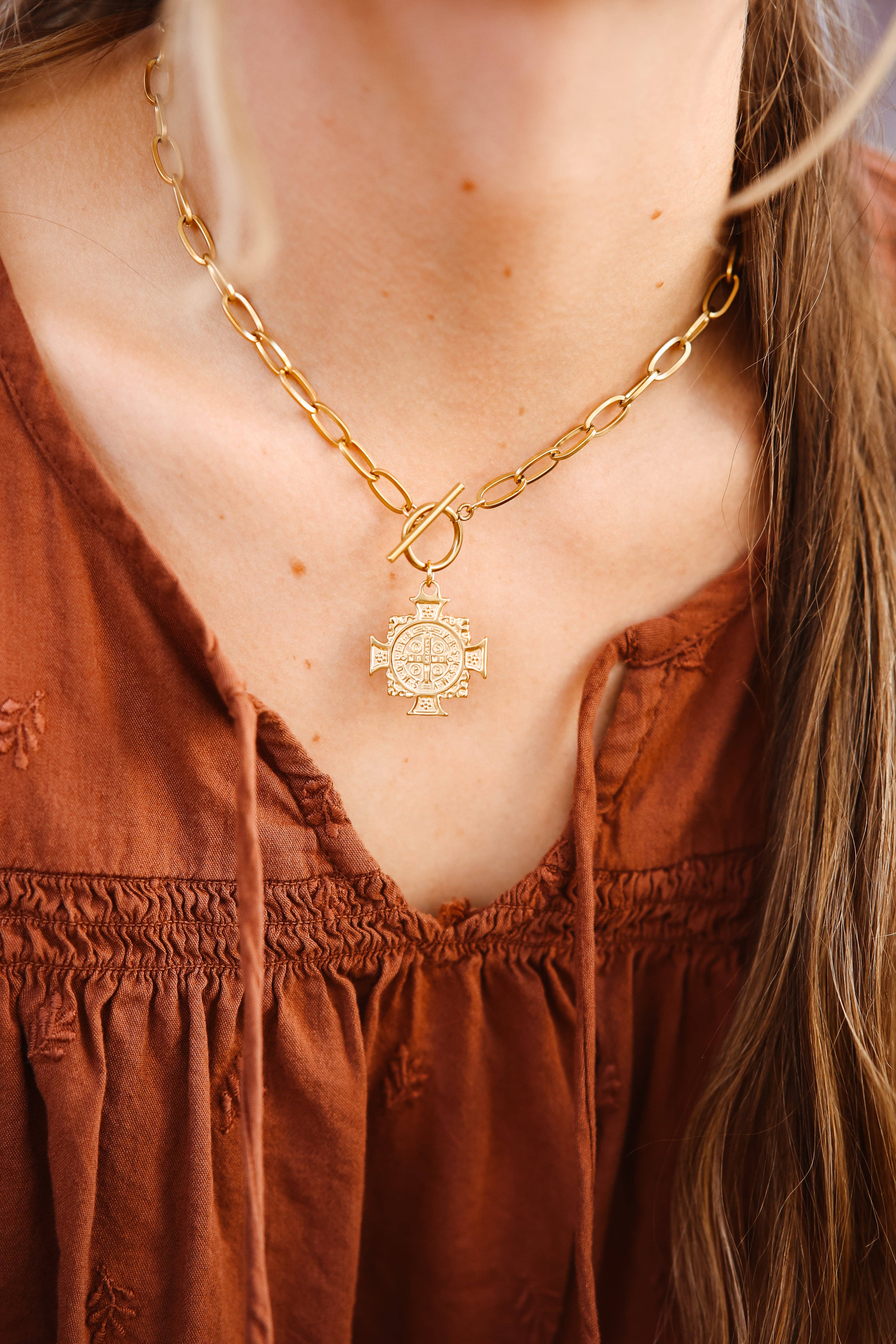 Sophie Mo’s Jewelry - Wholesale Pendant/Charm Necklace - St. Benedict Cross Toggle Necklace2