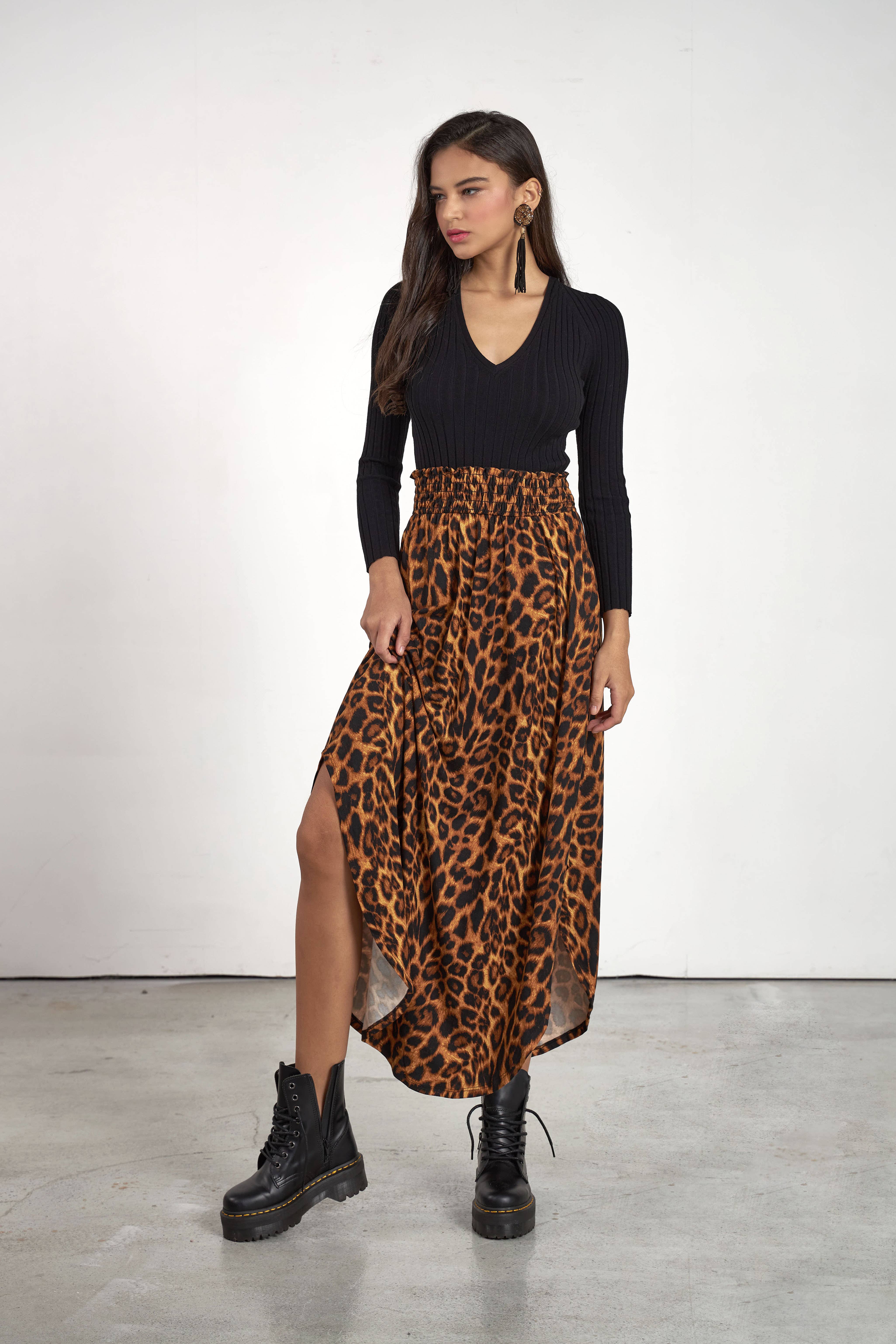 noflik - Venta al por mayor Falda - Mujer - Falda Maxi con Cintura Elástica Fruncida y Dobladillo Curvado -NS1000_24