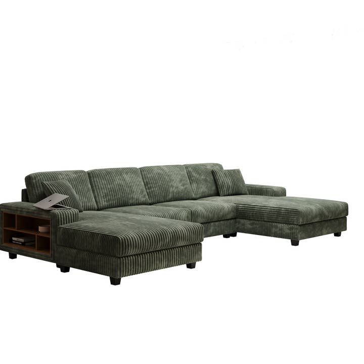 HOMYCASA DESIGN INC - Wholesale Sofa - 4-Seater U-Shaped Modular Sectional Sofa & Corduroy Fabric9