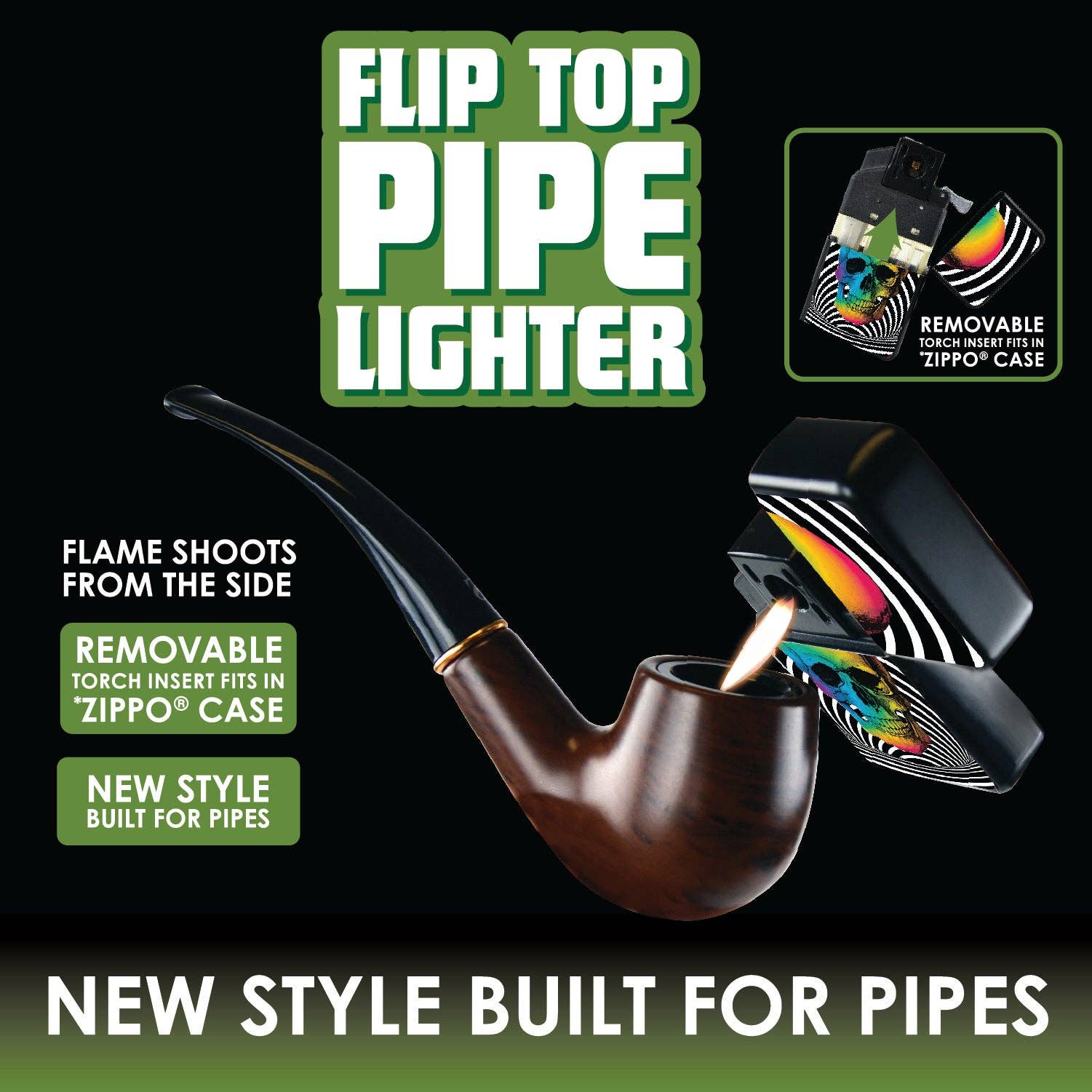 Novelty Closeout - Wholesale Lighter - Smokezilla Flip Top Pipe Lighter Assortment- 12/Pack1