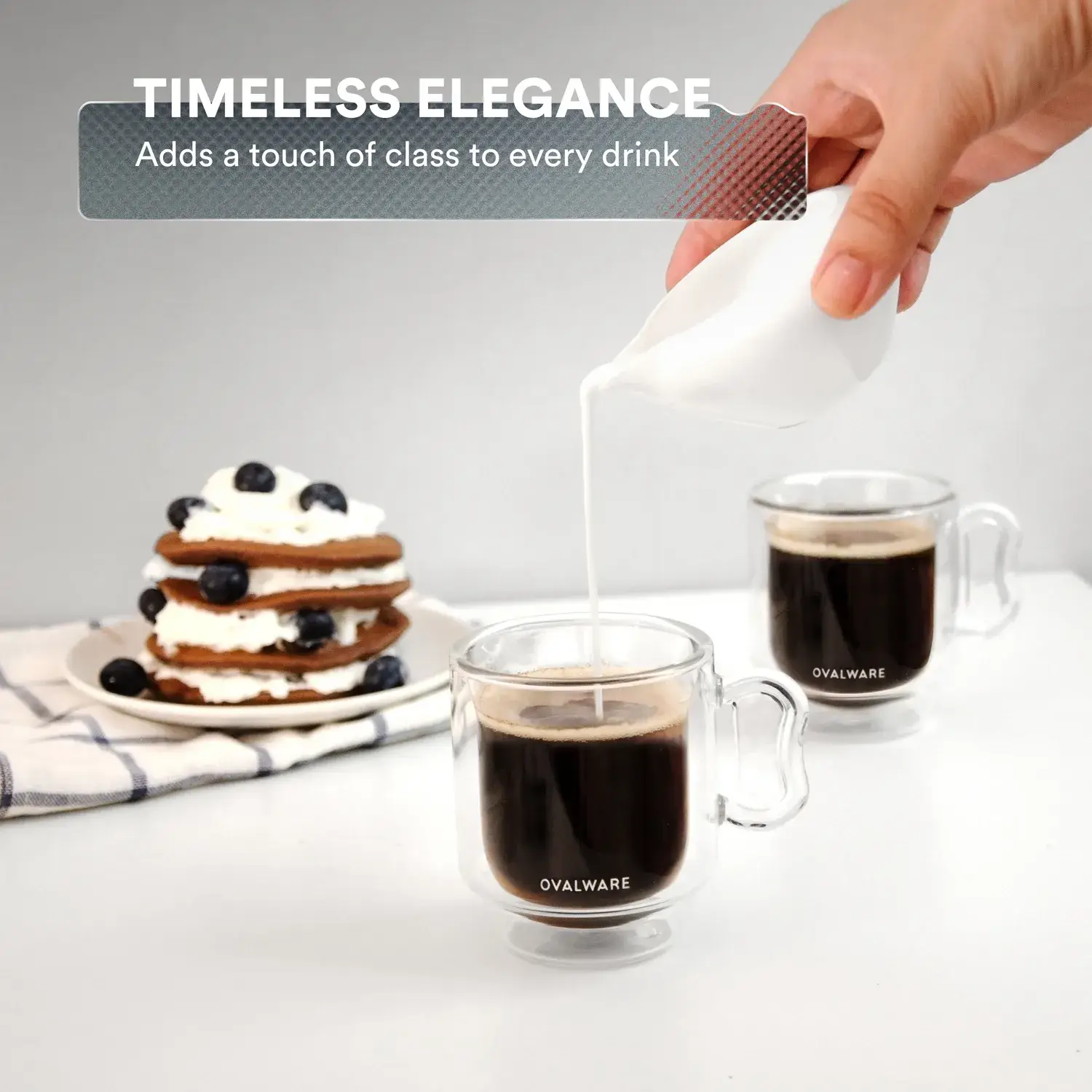 Ovalware - Wholesale Coffee/Tea Cup - Double Wall Espresso Glass Cups | 4oz | Set of 28