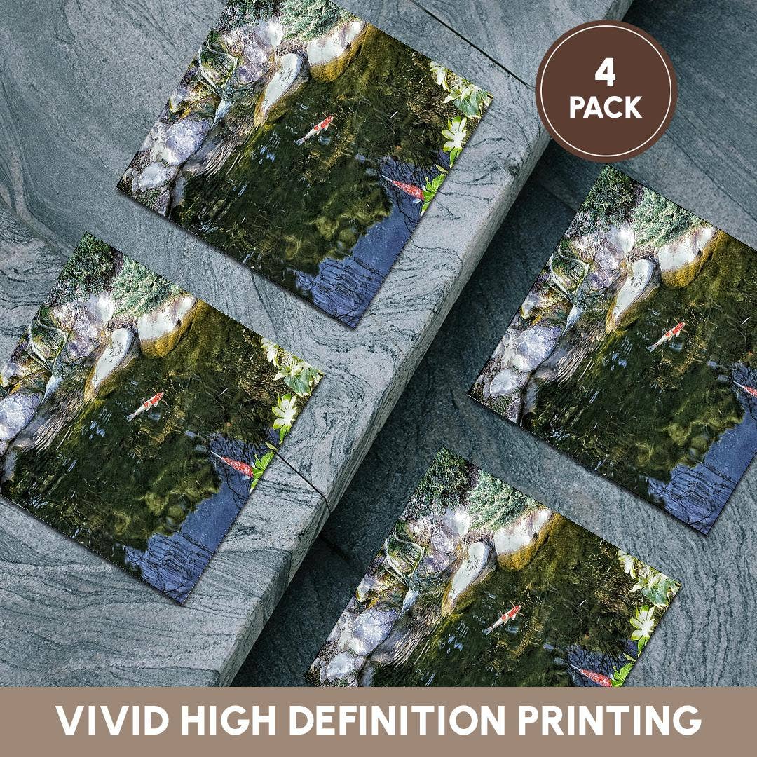 3dRose - Wholesale Coasters - 3dRose, Lovely color photo of a serene koi pond, Coaster5