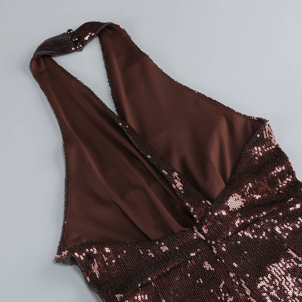 Productseeker - Vendita all'ingrosso Tuta intera - Donna - JP018 Tuta con paillettes dorate, scollo all'americana e vita plissettata17