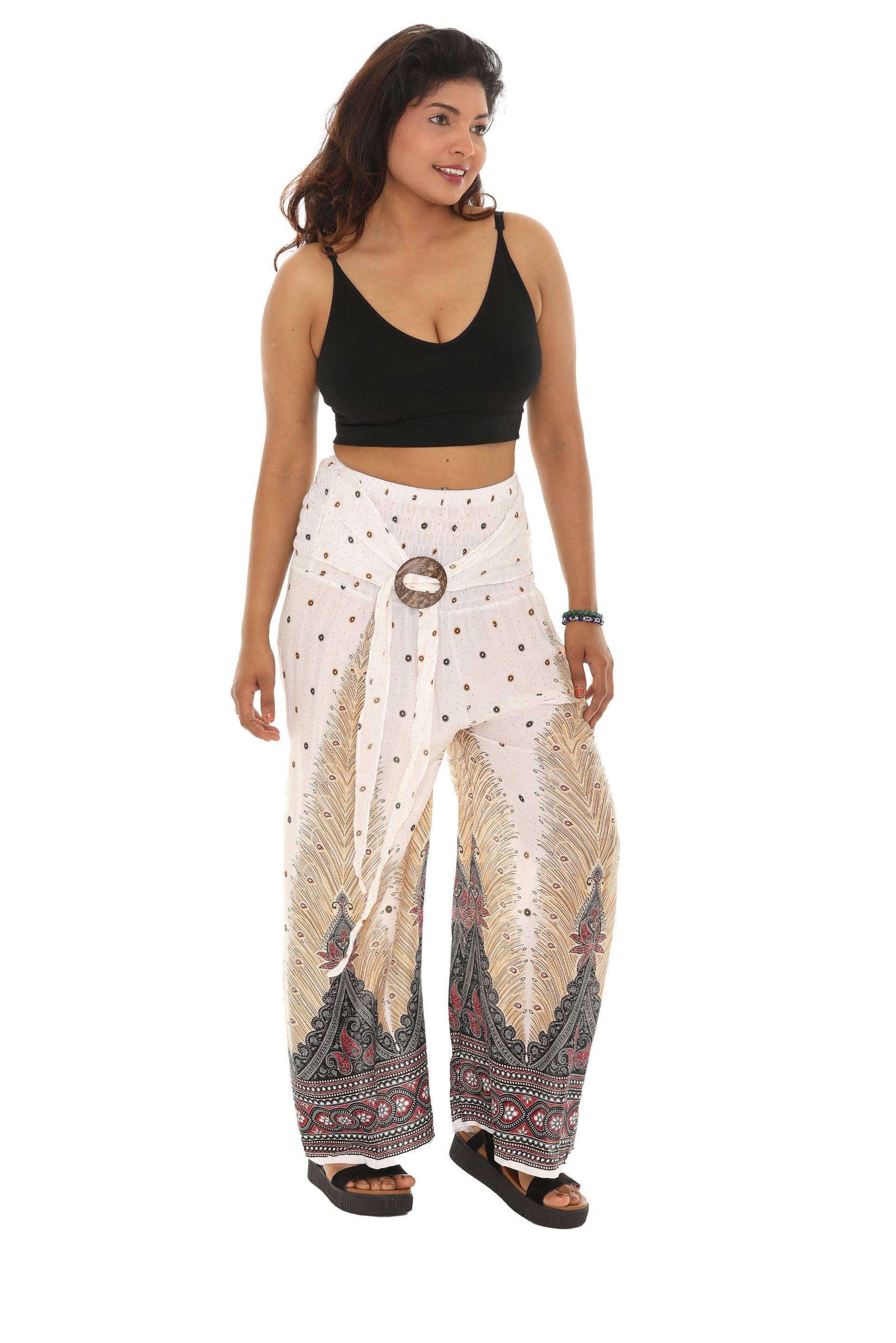 Shoreline Wear. INC - Vente Pantalon – femme - Pantalon palazzo blanc et noir imprimé4