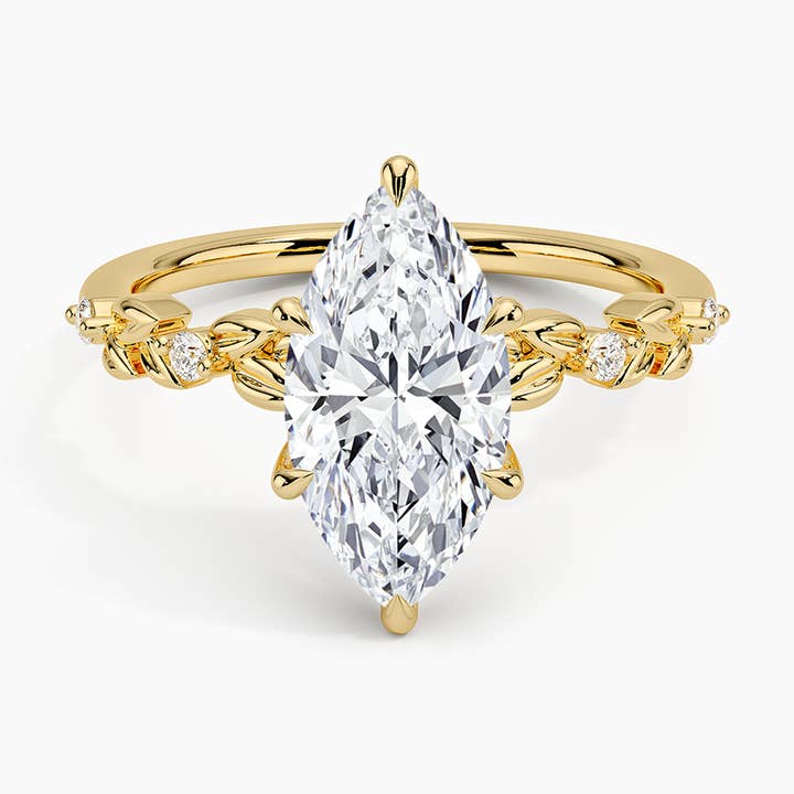 Vine Bloom Milgrain Marquise Lab Grown Diamond Center Engagement Ring for wholesale by Caratina