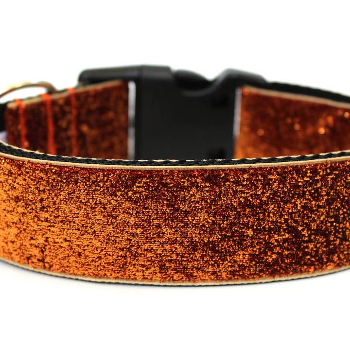 Glitter Dog Collar 1" or 1.5" Orange Dog Collar for wholesale by Wagologie