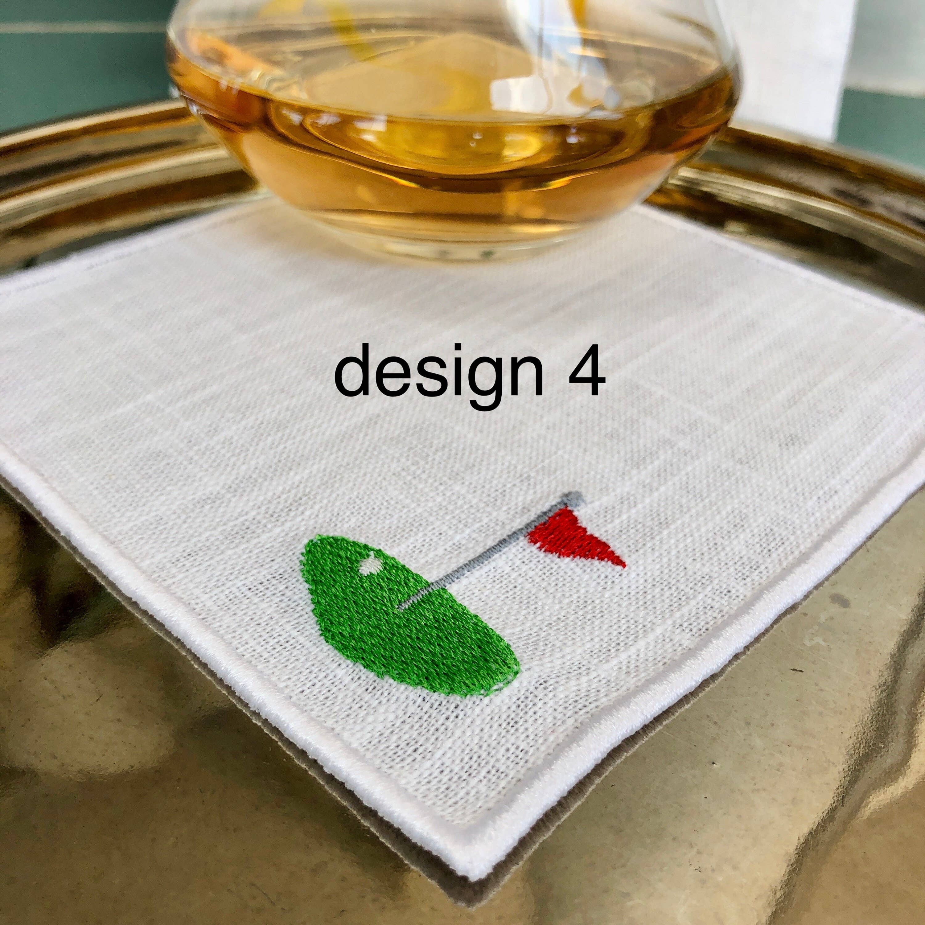 Belle Linen - Vendita all'ingrosso Tovaglioli da tavola in stoffa - Set di 4 tovaglioli da cocktail ricamati regalo per golfisti5