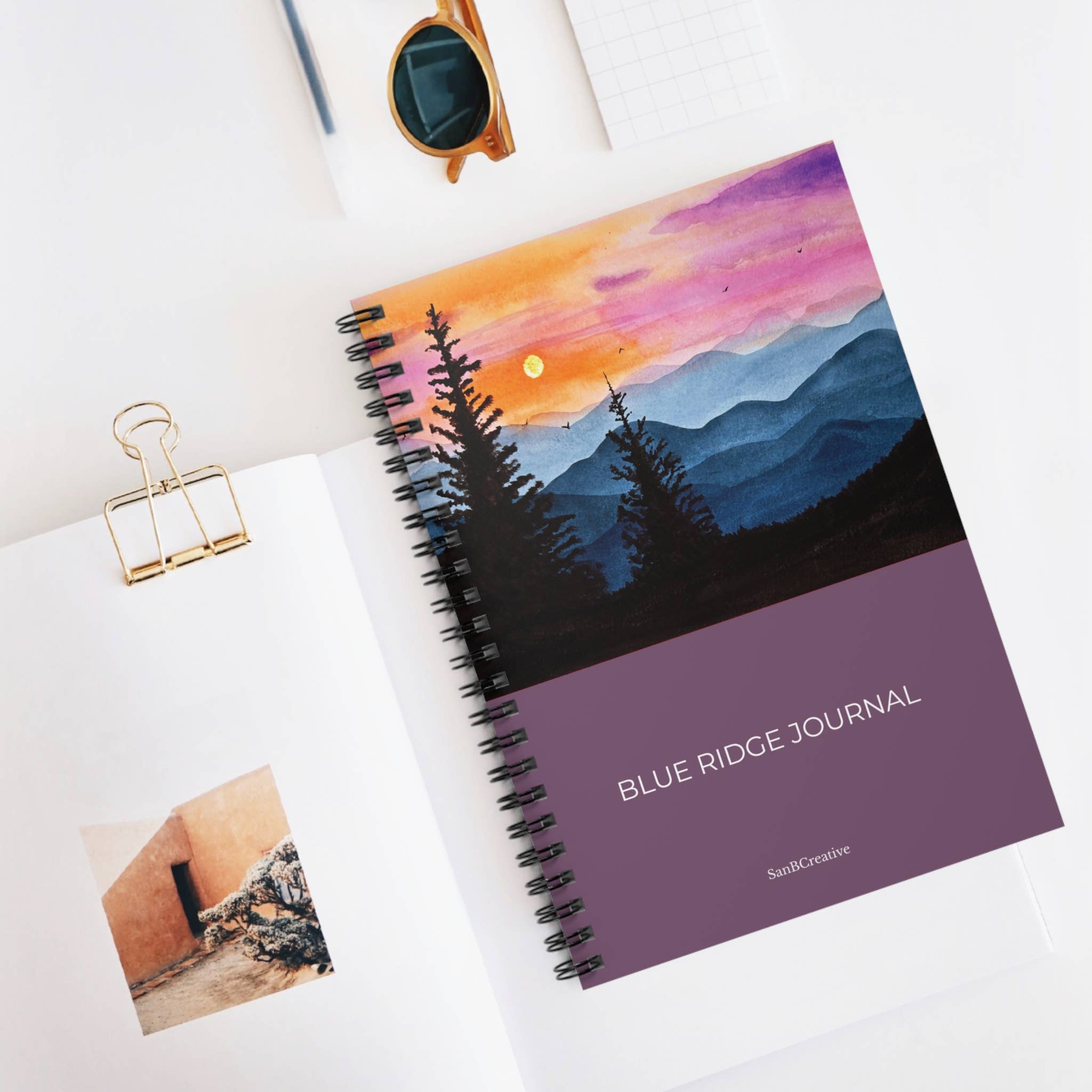 SanBCreative - Wholesale Journal/Diary - Blue Ridge Sunset Watercolor Spiral Notebook (6″ x 8″)3