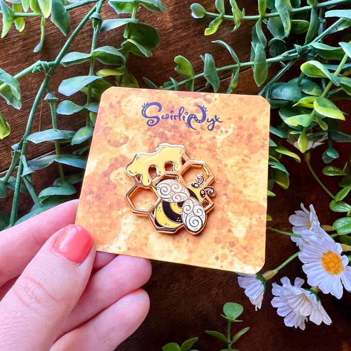 SwirliNyx – wholesale Lapel pin/button – Honey Bee Enamel Pin6