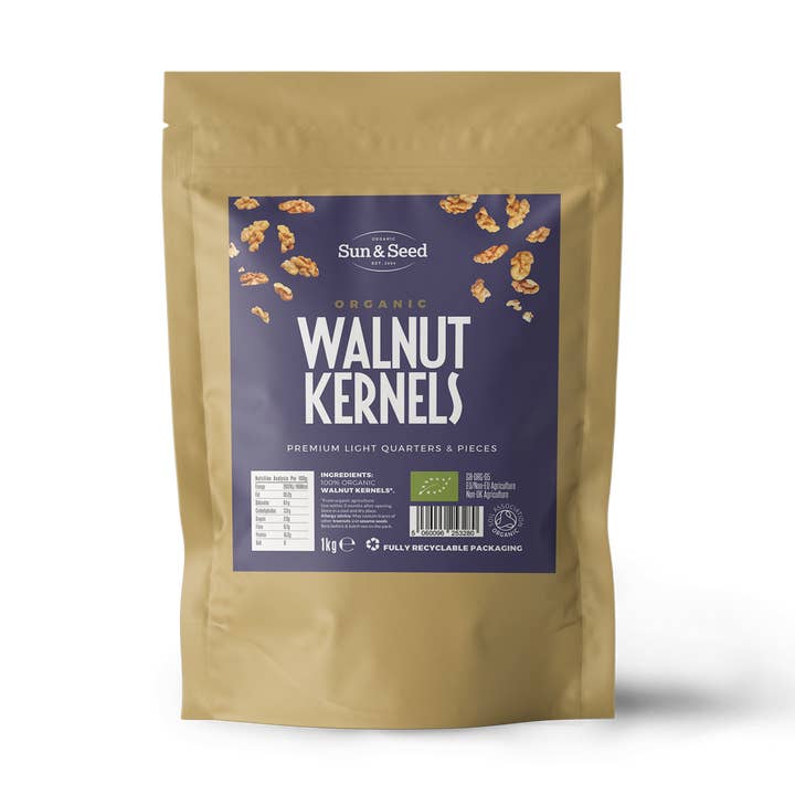 Organic Raw Walnut Kernels 1kg for wholesale by Sun & Seed