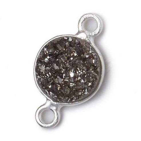 9mm Silver .925 Bezel Metallic Platinum Drusy Coin Connector 1 piece for wholesale by Beads of Cambay