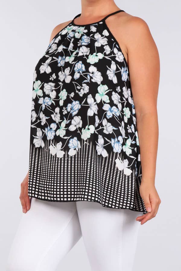 Haute Fox Plus Size & Contemporary – Top interior – Mulher por atacado – Cami com estampa NK Plissada Tamanhos Plus - 14300-DT3