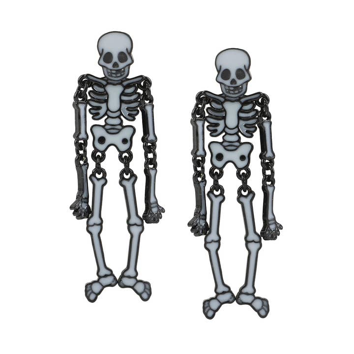 Bioworld Glow in the Dark Skeleton Earrings for wholesale by Bioworld Merchandising