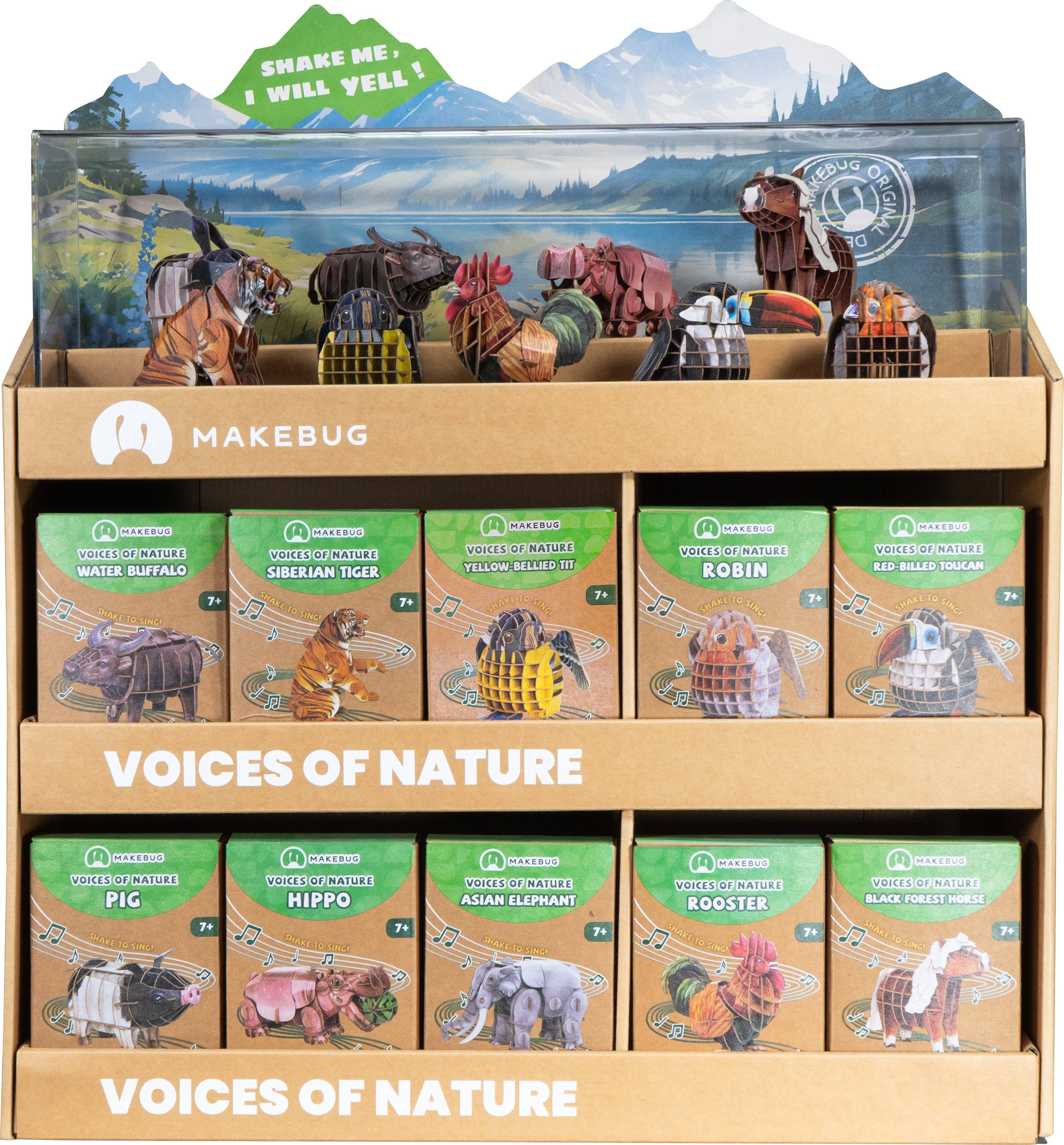 Makebug - Wholesale DIY Craft Kit - Voices of Nature Merchandiser with 50 Animals