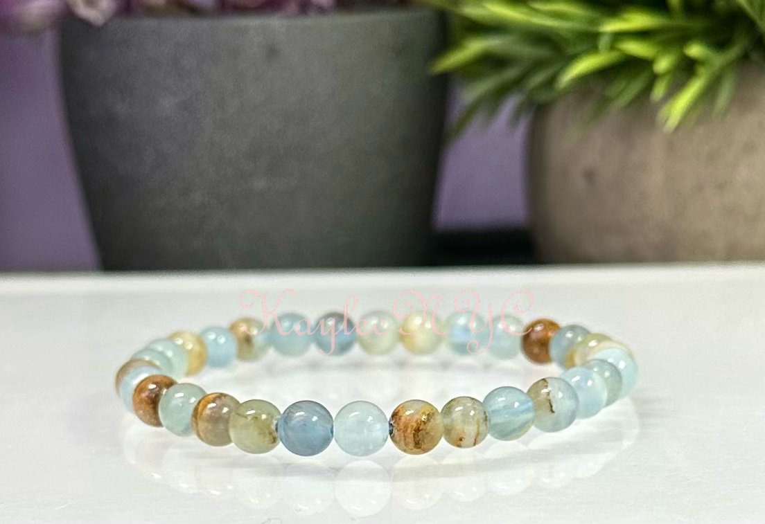 KayleeNYC - Wholesale Beaded Bracelet - ~5.5mm Aquatine Lemurian Calcite 7.5" Stretch Bracelet3