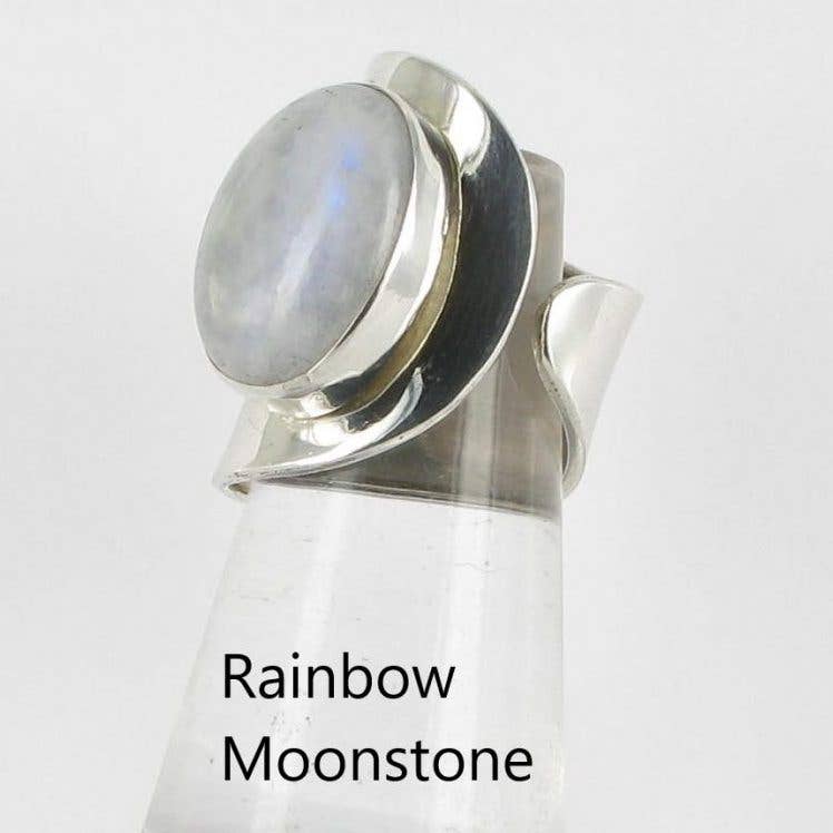 Siren Silver Ltd - Wholesale Cocktail/Statement Ring - Silver Cuff Ring with Oval Stone3