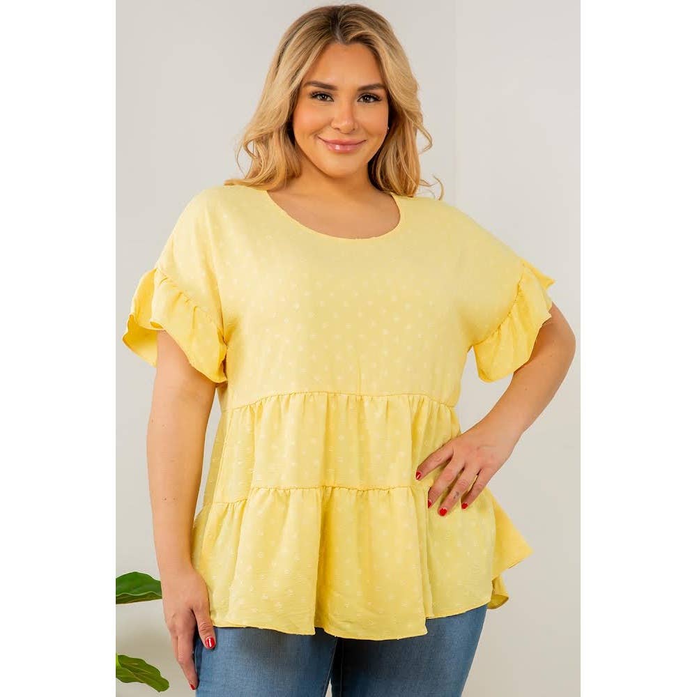 Curve Market - Vendita all'ingrosso Camicetta - Donna - TOP BABYDOLL A STRATI A POIS SVIZZERI TAGLIE FORTI4