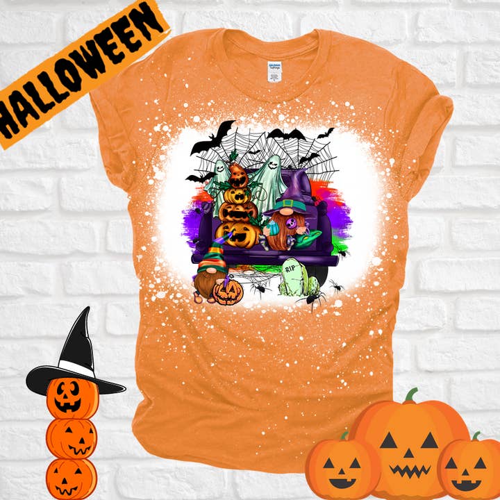 Halloween Tailgating Tee branqueada por atacado de Ink'd Worx by Design