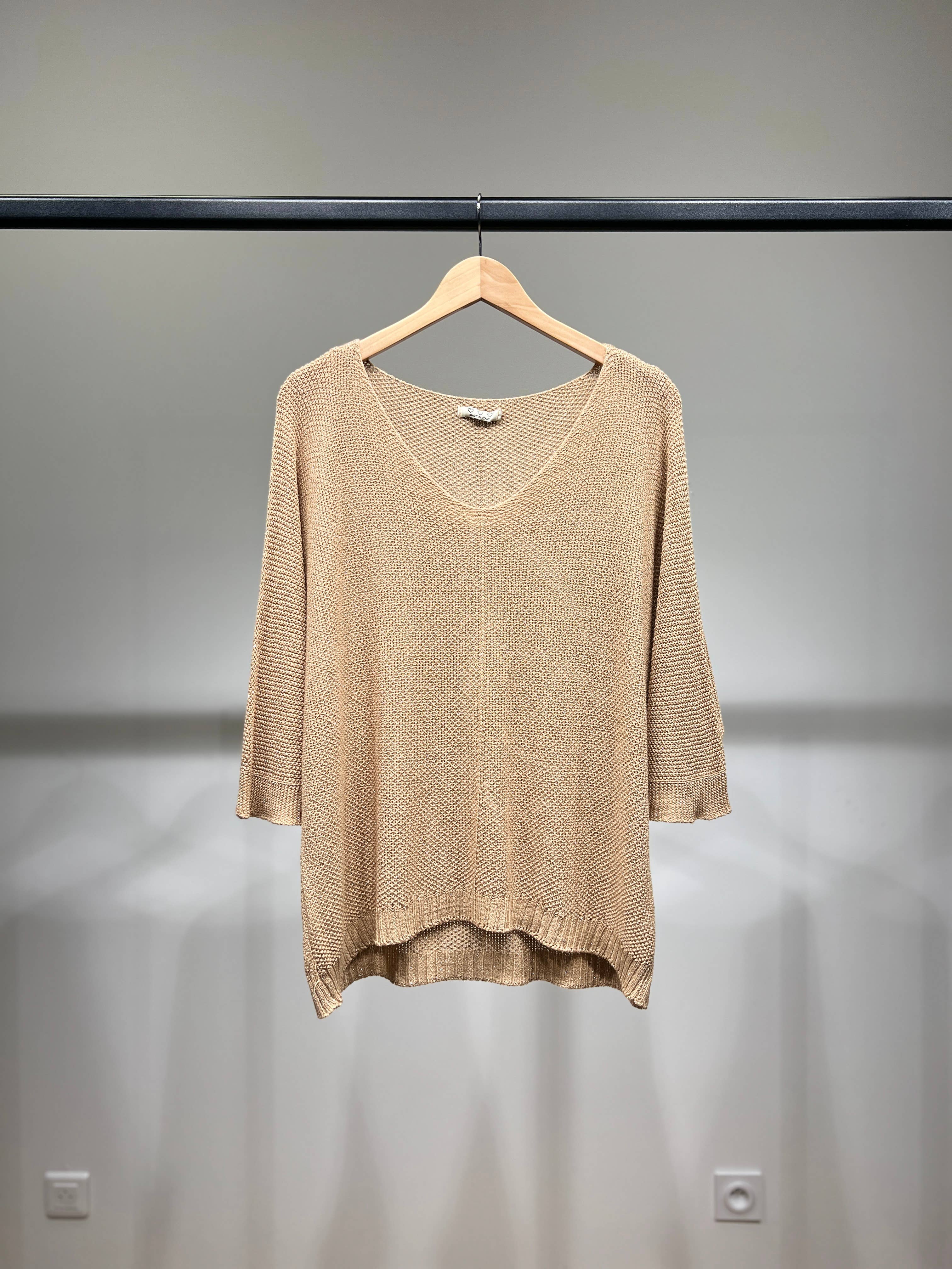 L'Emotion - Wholesale Knit Sweater - Women's - Modal Shiny Thread V-Neck Knitted Sweater3