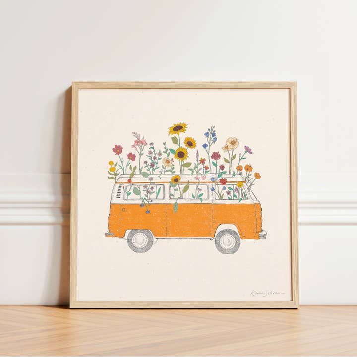 Kaari & Co. – wholesale Art print – Wildflowering Van Art Print - Hush Poppy Collection3