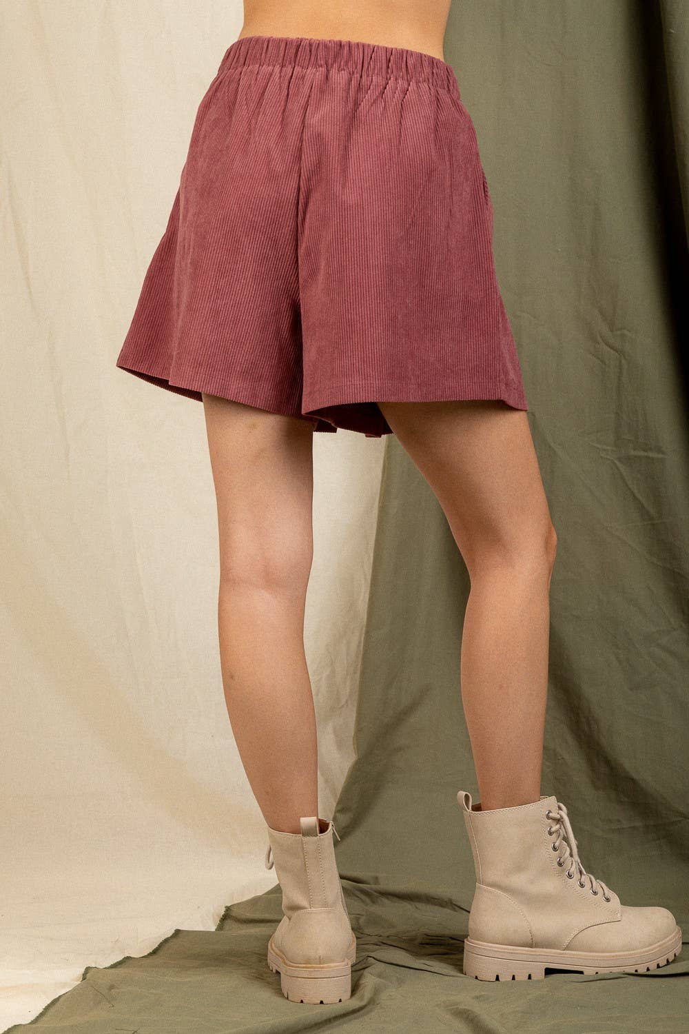 VERY J - Wholesale Skort - Women's - NP70121-Pleated Solid Corduroy Skort Shorts1