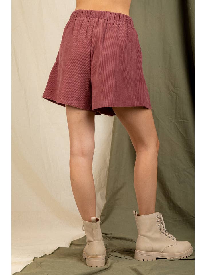 VERY J - Wholesale Skort - Women's - NP70121-Pleated Solid Corduroy Skort Shorts1