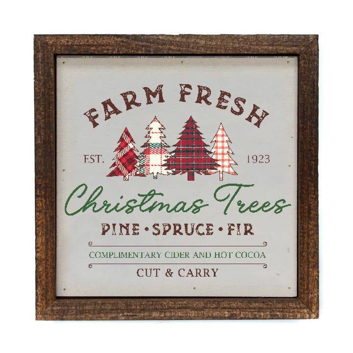 Farm Fresh Christmas Trees Rustic Christmas Decor - Wall Art for wholesale by Driftless Studios