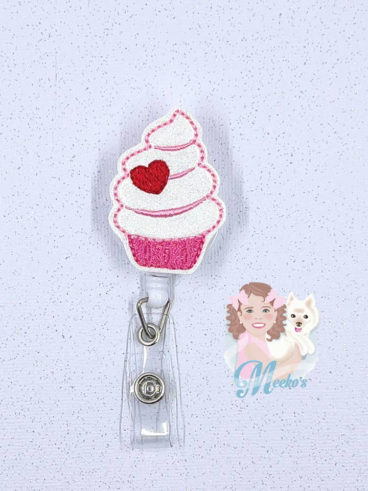 Valentine's Day Pink Cupcake Love Nurse Teacher Badge Reel for wholesale by Meeko’s Must Haves