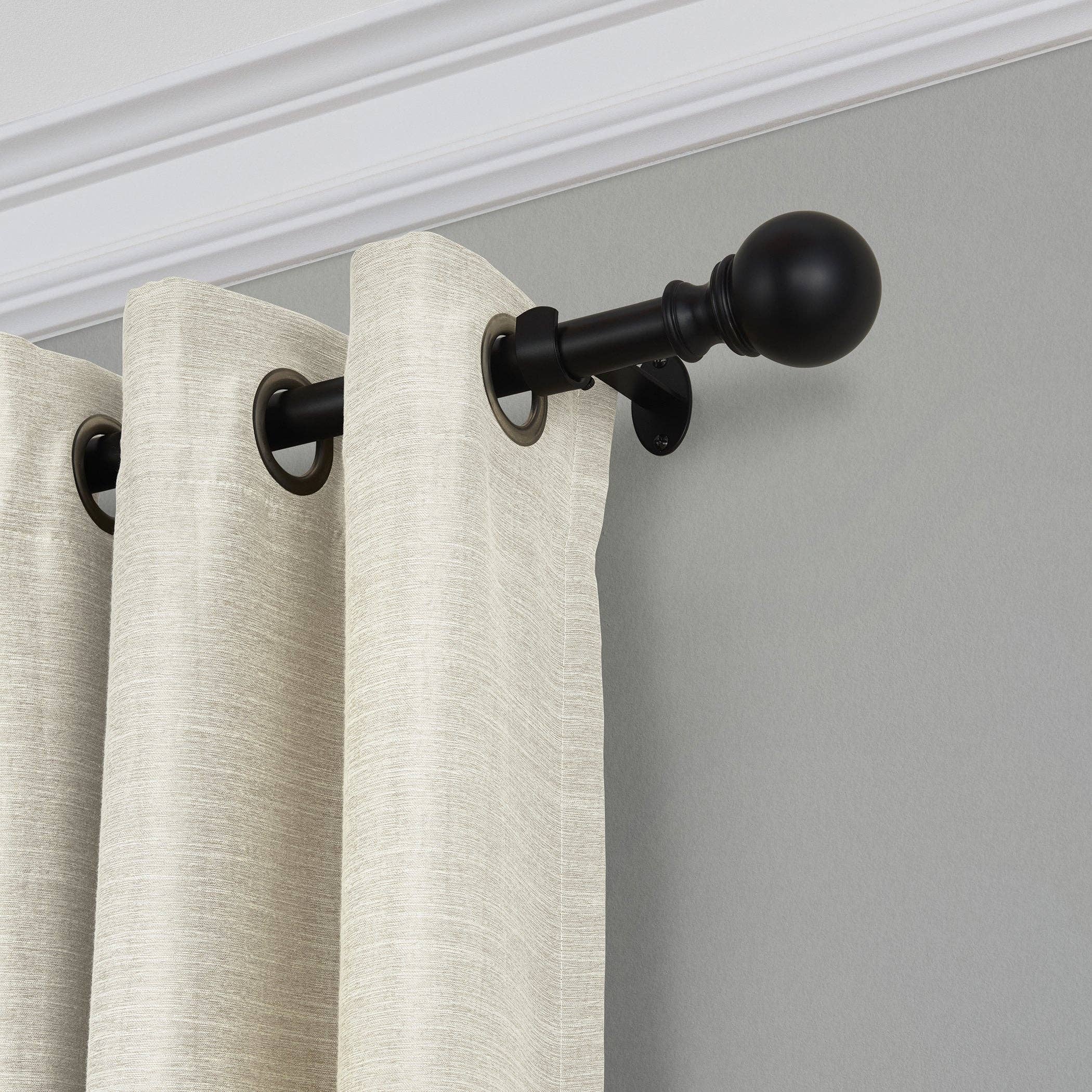 Threadmade Home - Wholesale Curtain Rod - Cordelia 1" Window Drapery Single Curtain Rod with Globe Ball Finial4