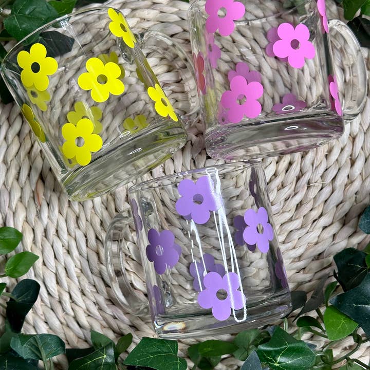 Jessdreams Creations LLC - Wholesale Coffee Mug - Retro Flower Coffee glass mug