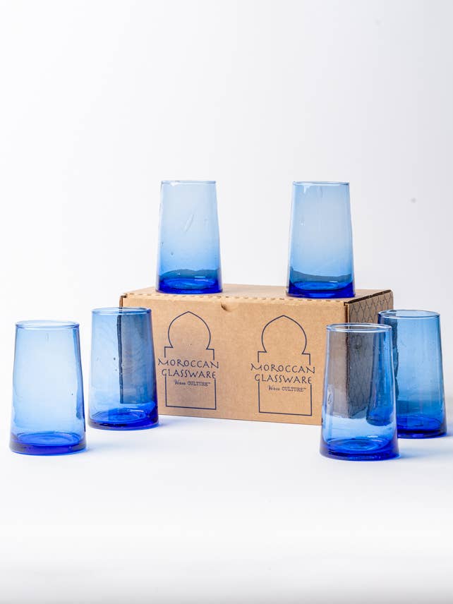 Verve Culture - Venta al por mayor Vaso/copa - Cristalería Moroccan Cone Grande - Azul1