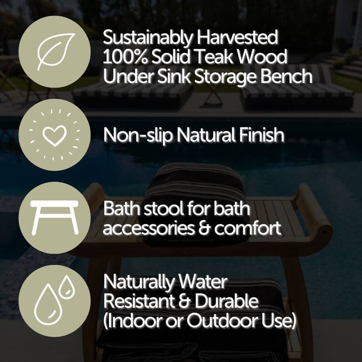 Nordic Teak - Venta al por mayor Bancos - Banco de spa curvo Norwegian de teca natural para ducha y bañera con estante, 30 pulgadas