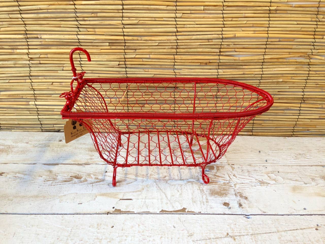 Home Kreation by KK dba Kraft Klub - Wholesale Decorative Tabletop Object - HANDMADE RED WIRE TUB 11"Lx6"Wx8"H4
