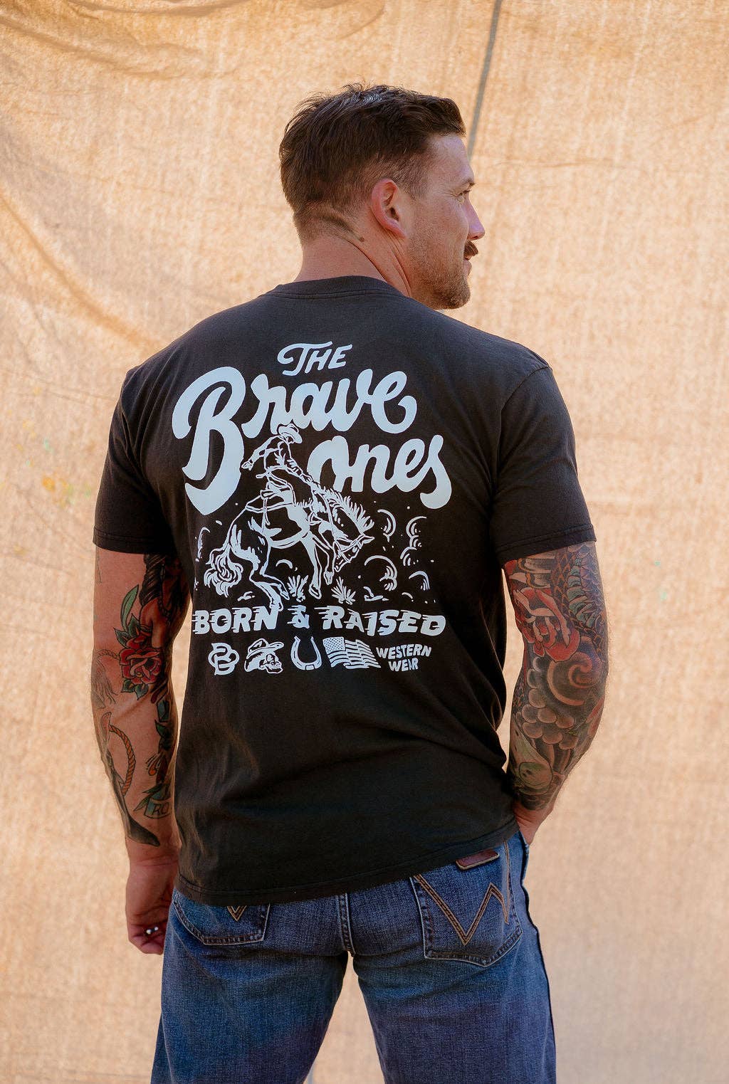 Noir Vintage T-shirt Né Cowboy | Noir Vintage en vente sur Faire1