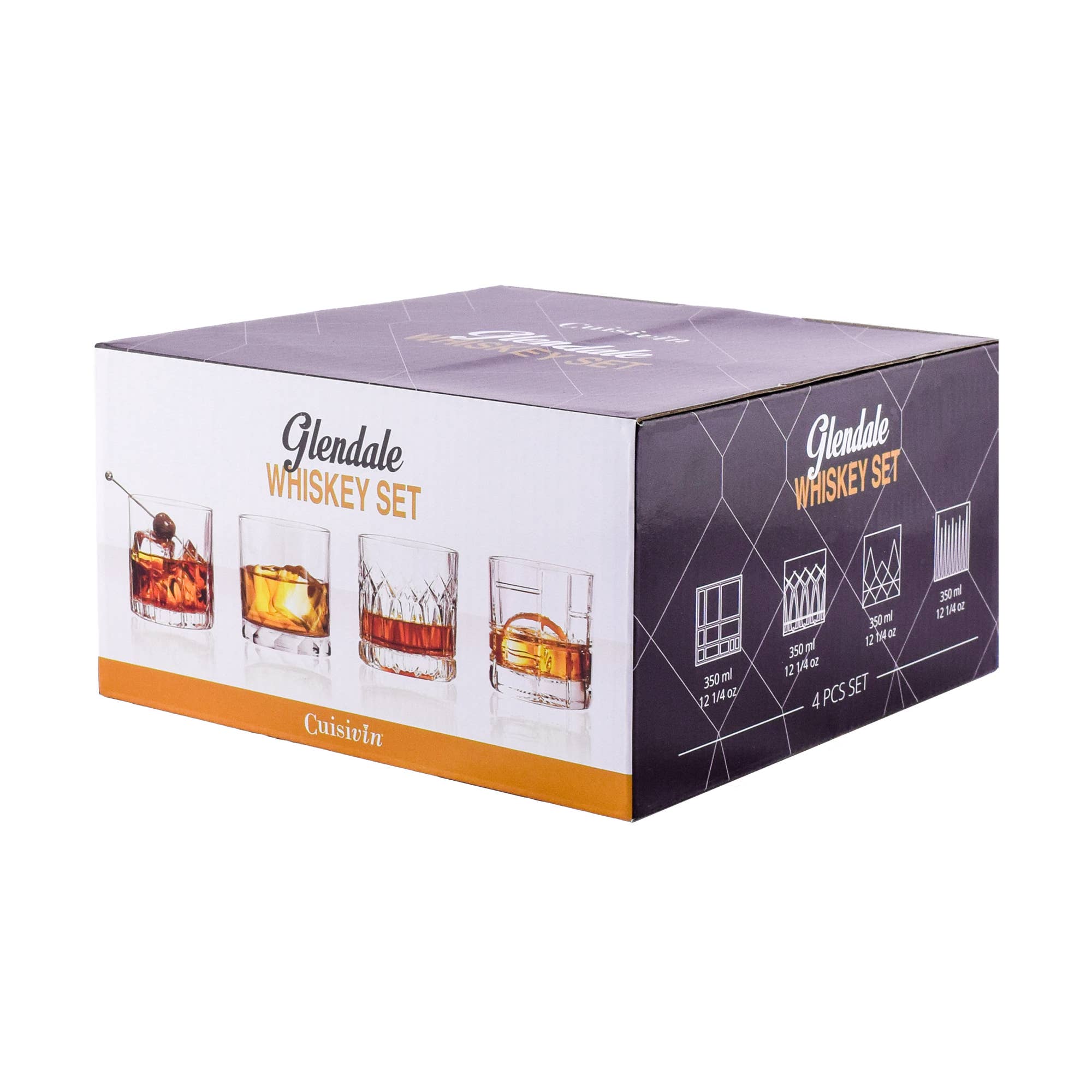 Claro Conjunto de Whiskey Glendale - 4 unidades (custo por copo) para venda a revendedores na Faire2