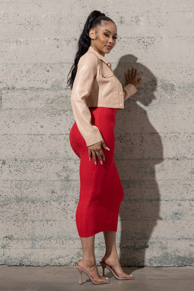 Melrose with Love - Vente Veste en cuir – femme - VESTE COURTE BOUTONNÉE EXTENSIBLE EN POLYURÉTHANE3