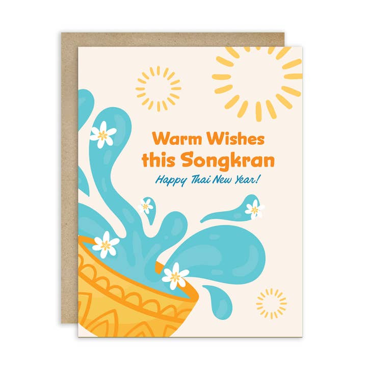 Warm Wishes Thai New Year Card | Songkran Festival for wholesale by Cute Asian Cards