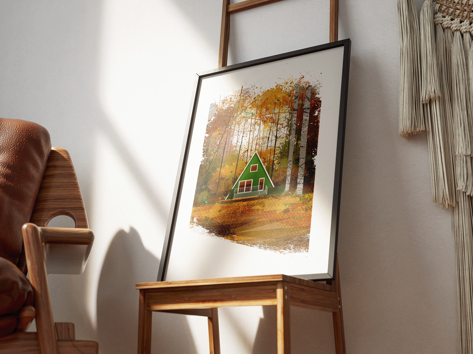 Mr Watson Design – wholesale Art print – Scandinavian Lodge in the woods - Retro print4