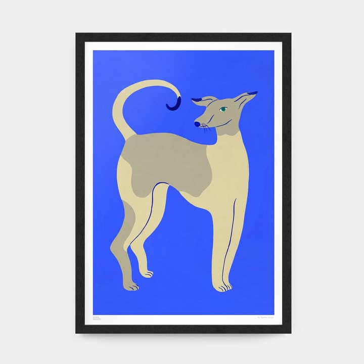 Young Dog on Blue Art Print for wholesale by Evermade