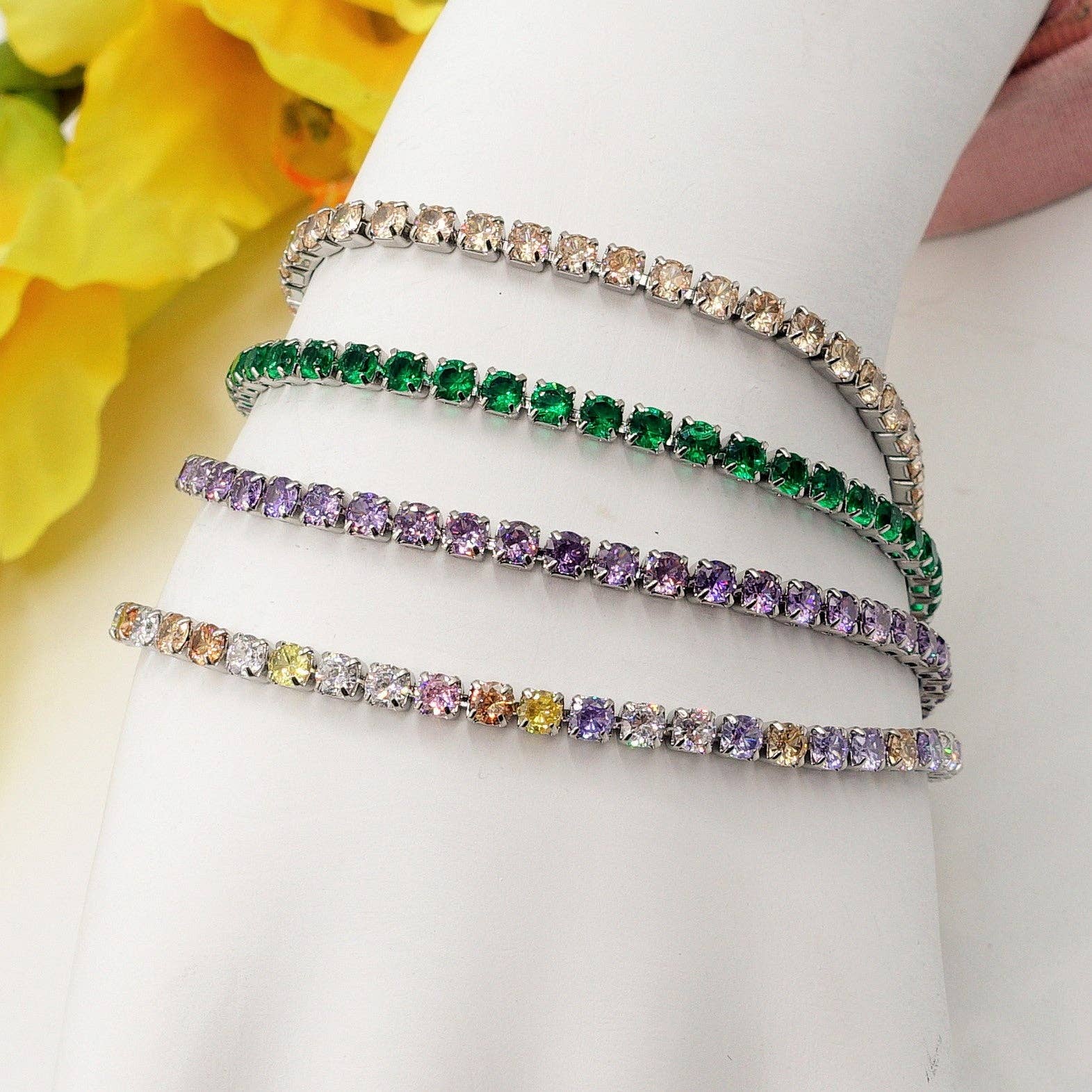 Daemon srls - Wholesale Tennisarmbanden - ALICIA ~ Tennisarmband van roestvrij staal met cubic zirconia8