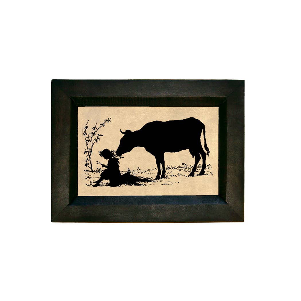 Madison Bay Co. - Historical Home Decor Reproductions – wholesale Art print – Cow Eating Pigtails Printed Vintage Silhouette, 4" x 6"0