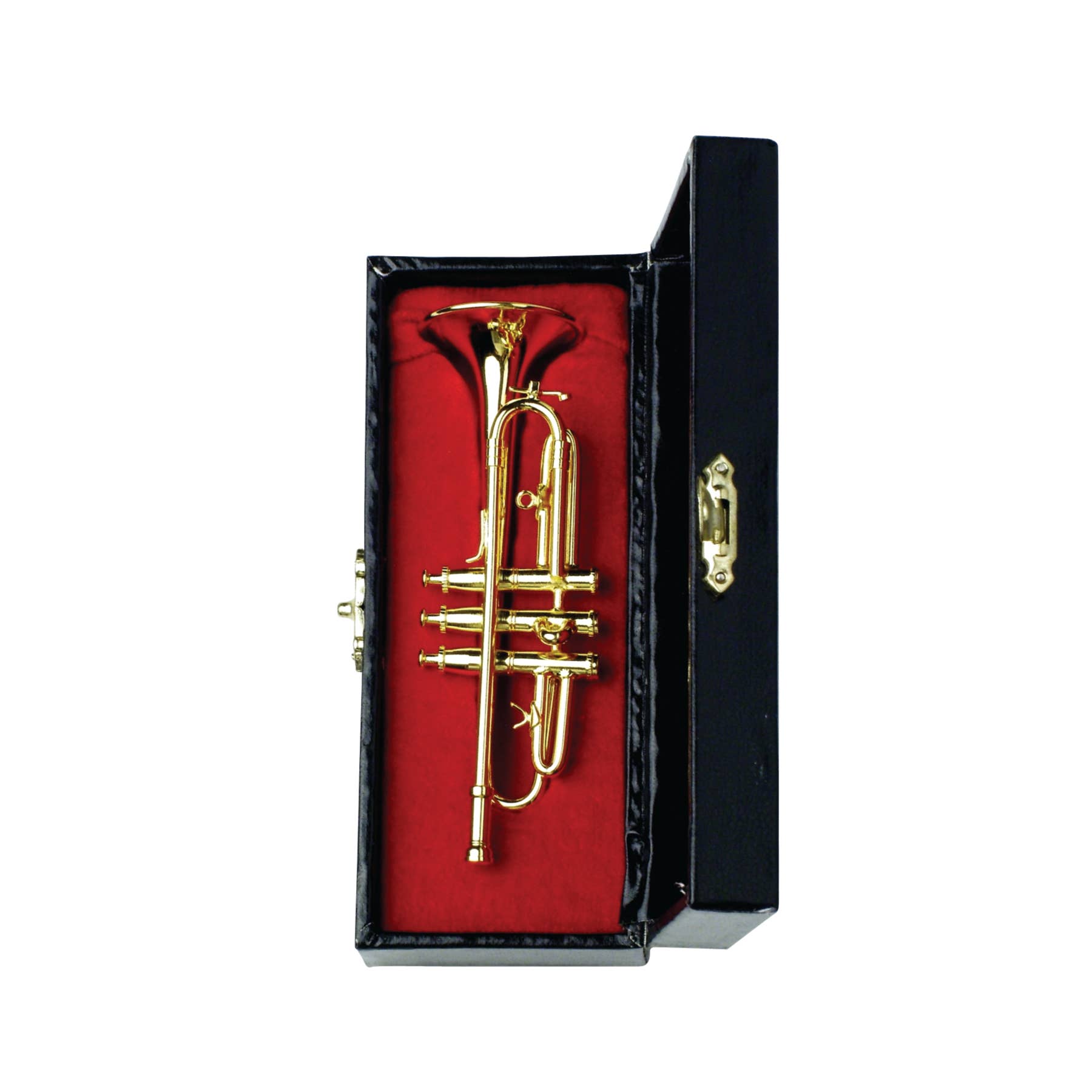 Broadway Gifts Co - Wholesale Decorative Tabletop Object - Gold Trumpet Miniature with Stand & Case1