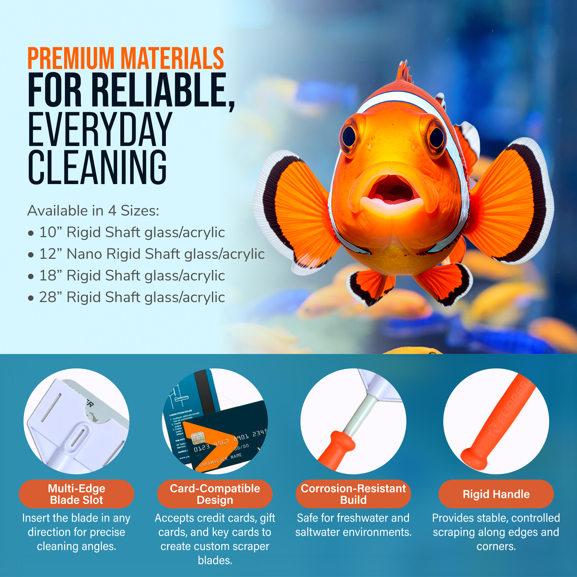 Flipper Aquarium Products - Wholesale Garden Tool - Flipper Platinum NANO Credit Card Algae Scraper3