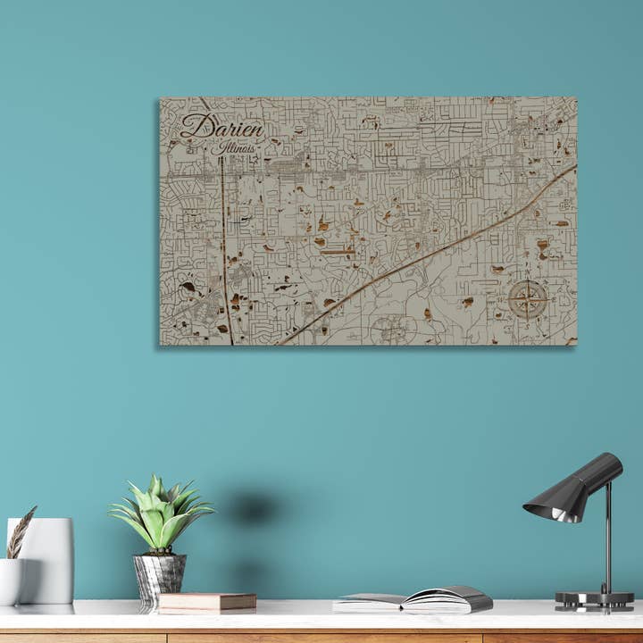 Illinois: Mapa de las calles de Darien para venta al por mayor de Fire & Pine