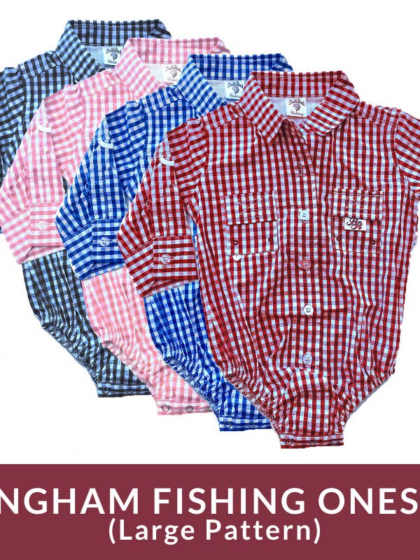 Bullred Clothing - Wholesale Bodysuit (non-footed) – Baby - Bullred Baby Fishing Onesies - Large Pattern Gingham6