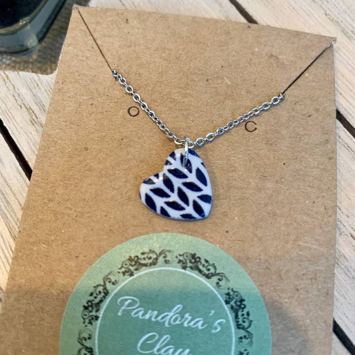 Pandora’s Clay Box - Wholesale Pendant/Charm Necklace - Assorted prints - handmade polymer clay heart necklace5
