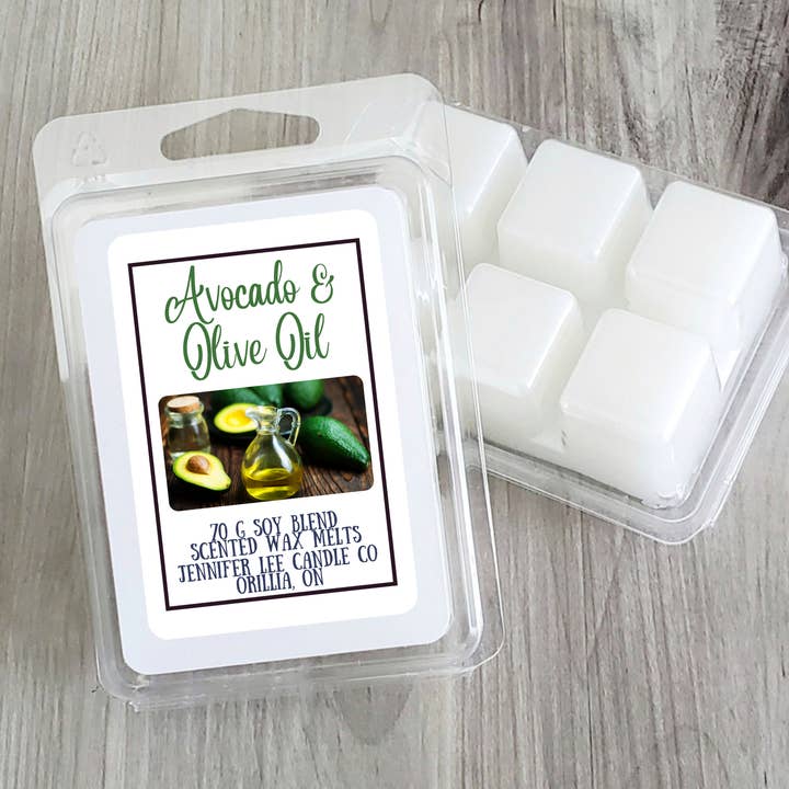 Huile d'olive à l'avocat 70 g de cire parfumée au soja à double coque blanche pour la vente par Jennifer Lee Candle Co