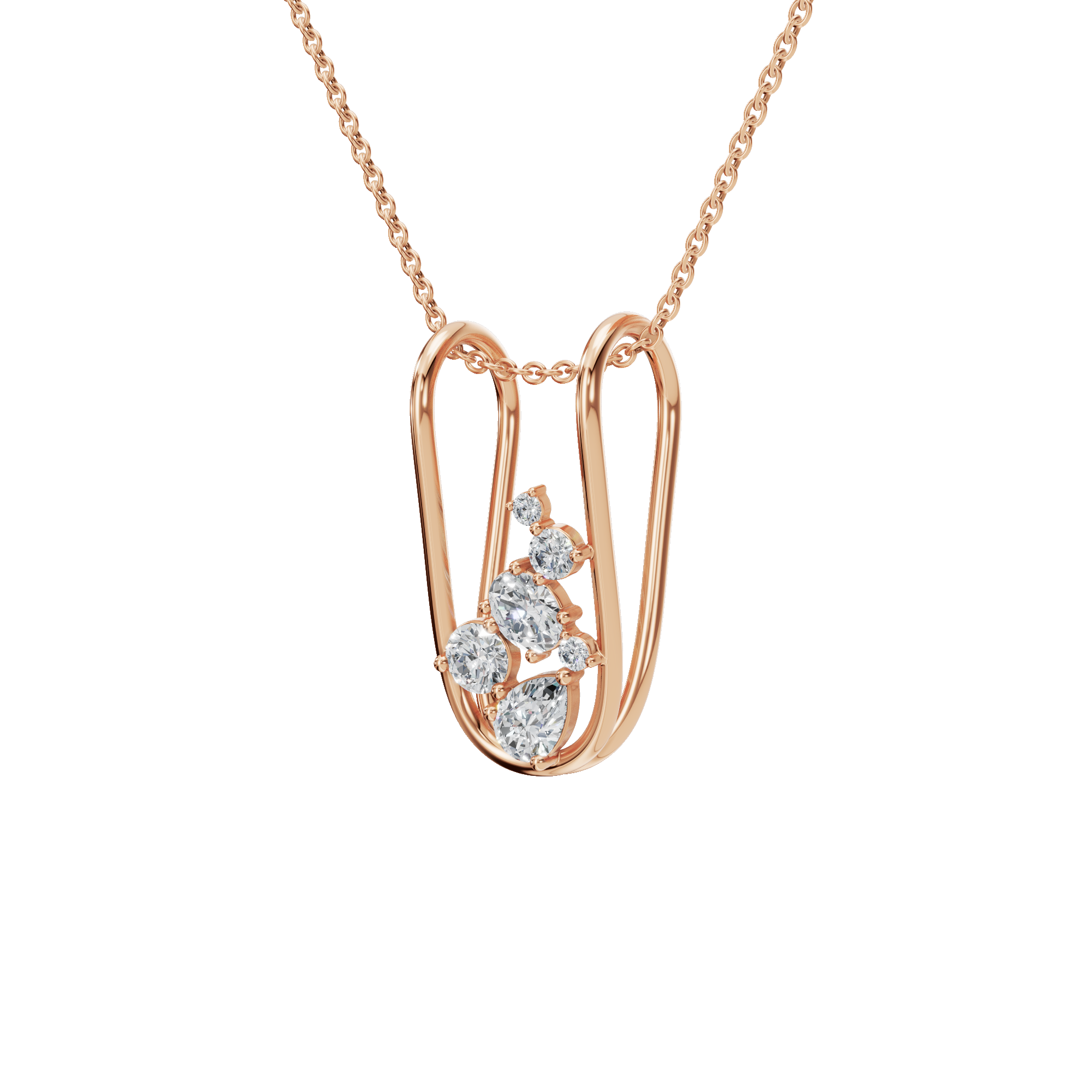 PureYou Jewelry – wholesale Hänge-/berlockhalsband – 14K Guld Diamantkluster Halsband, Naturligt Diamanthalsband9