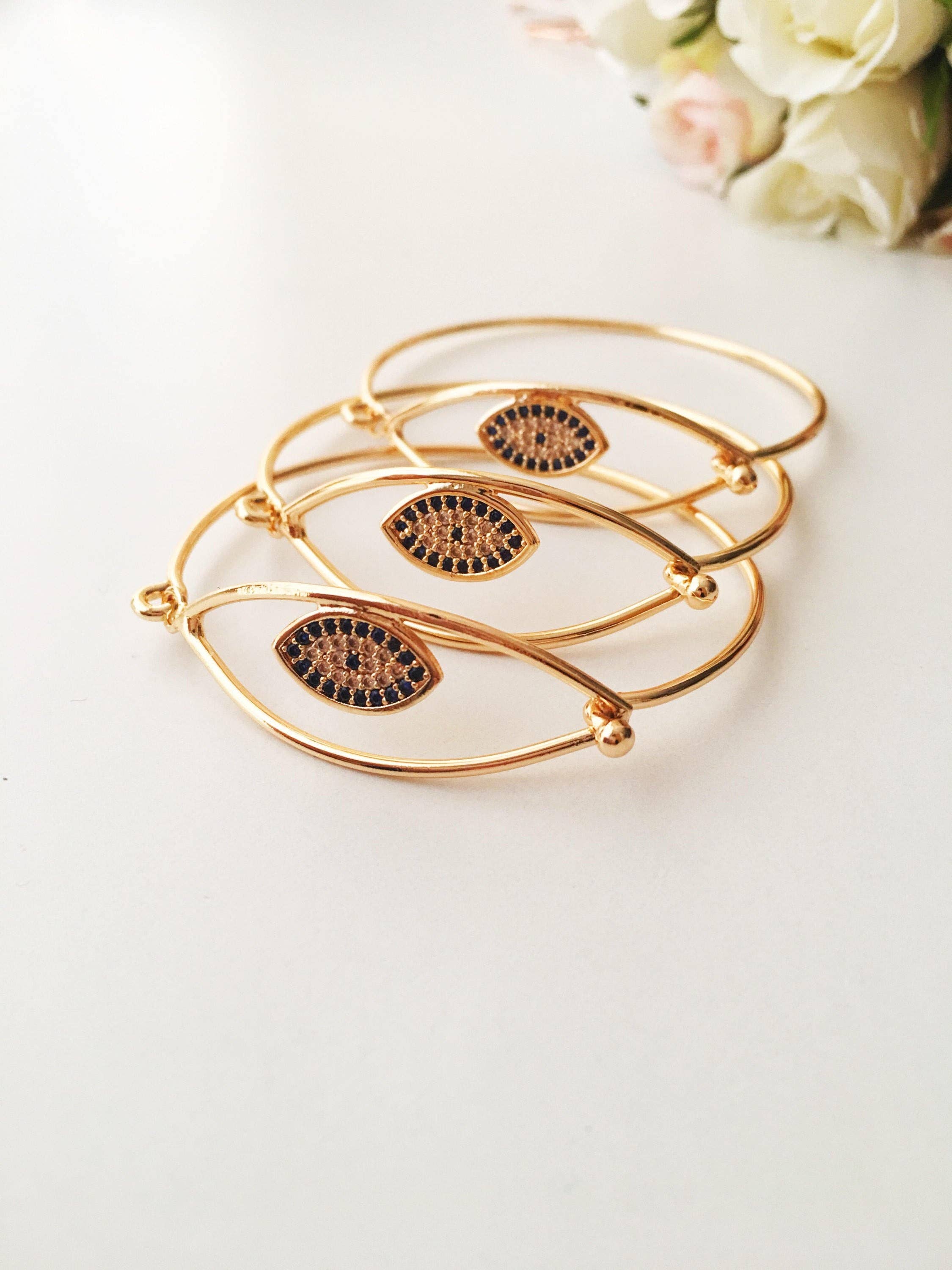 Evileyefavor - Wholesale Cuff Bracelet - Evil Eye Bangle Bracelet, Rose Gold Silver Cuff Bracelet9