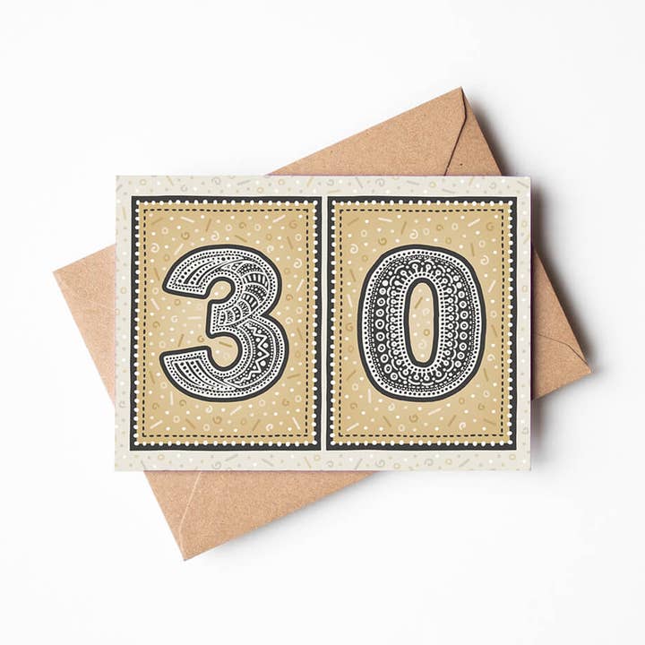 Unique Gold 30th Birthday Card for wholesale by Jess A Little Creative